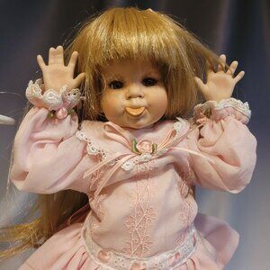 Donna Rubert Peggy Sue Porcelain doll with doll stand